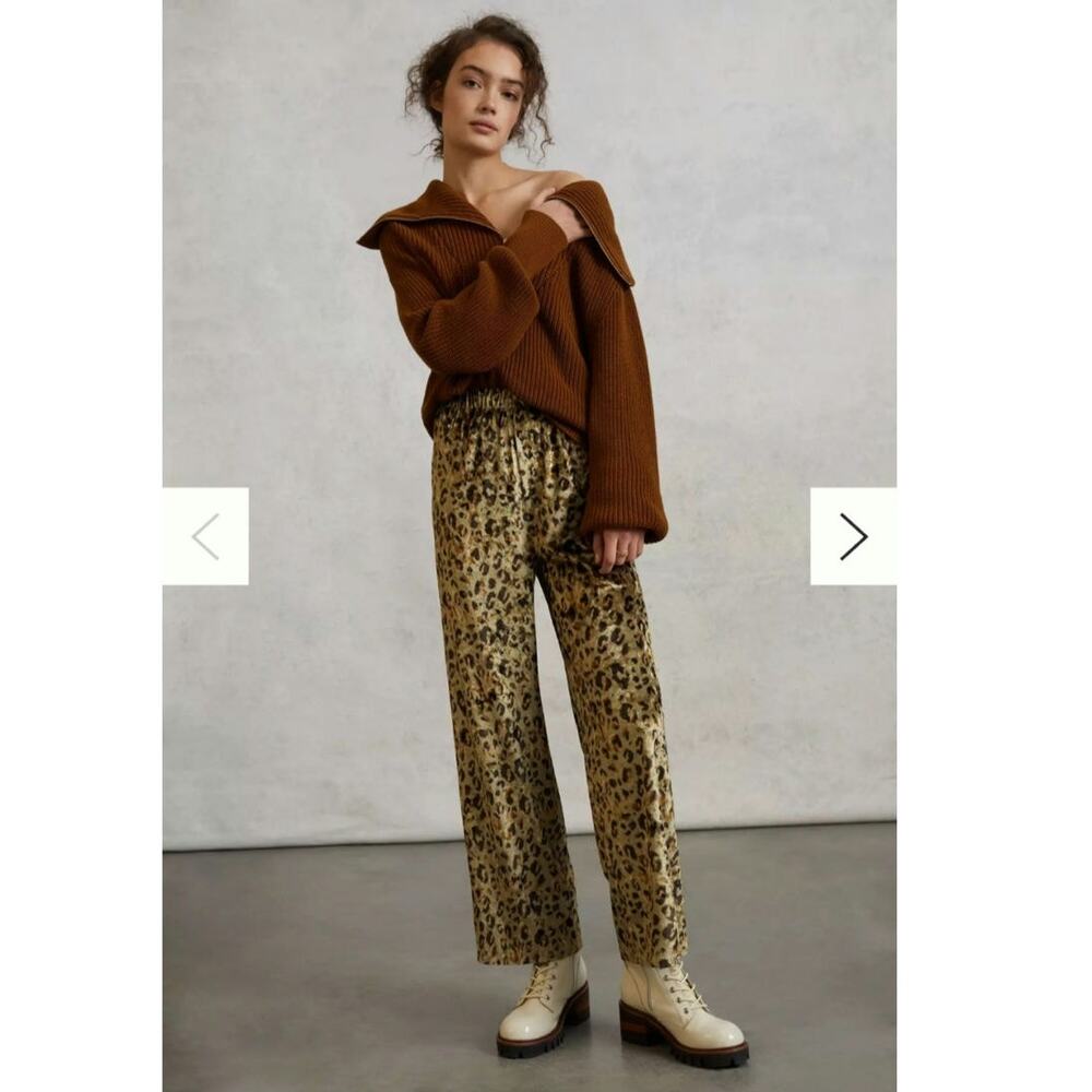 anthropologie Mare Mare Cheetah Velvet Pants Size: L